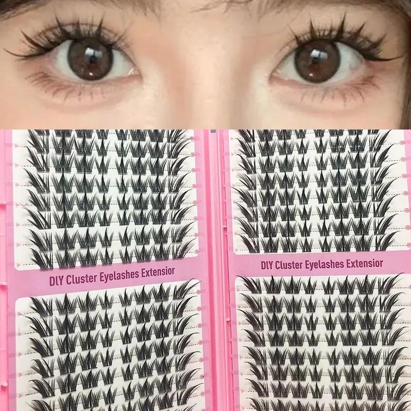Natural & Anime Style False Eyelashes, 1 Box Curl Eyelash Extensions, Self Grafting Curl Eyelashes, Eye Makeup Enhancement False Eyelashes, Cosmetic, DIY Eyelash Extensions, Fluffy Eyelash Clusters, Synthetic Fiber, DIY Volume Lashes