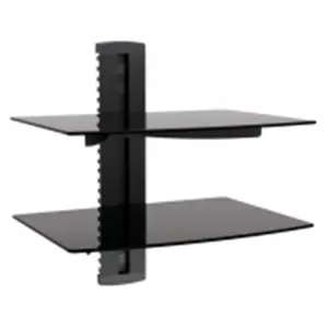 212 MAIN Wall-Mounted Adjustable Height Tempered Glass Double Shelves - 22Lb Capacity Storage for Phones, Electronics, Room Decor