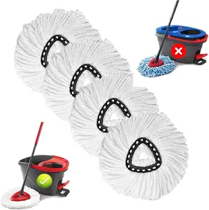 4 PCS Spin Mop Head Replacement, 360° Microfiber Mop Refill for Easy Floor Cleaning, Compatible with Triangle Spin Mop