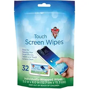 212 MAIN Pre-Moistened Advanced Foil Wrap Touchscreen Wipes, Dust-Off FALDTSW32M, 32 Pack, Cleaner for Smartphone, Electronic Gadgets