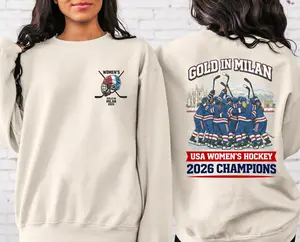 USA Women's Hockey 2026 Champions Sweatshirt | Gold in Milan Victory Graphic Crewneck | Commemorative Team USA Winter Games Fan Merch Gift, Fresh Styles, Updated for Today, Classic Styles, Never Go Out of Fashion