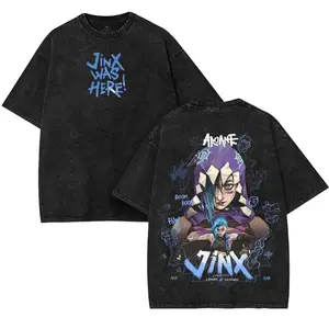 Retro Vintage Jinx x Powder Arcane: League of Legends Washed T-shirt Game Cotton, FPS, Game Lover Unisex Shirt Gift for Him Her Y2K Hoodie Sweatshirt