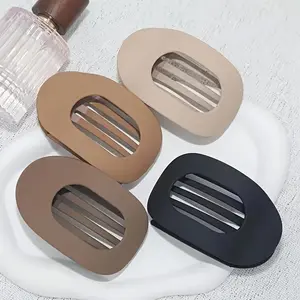 Solid Color Hair Clip Set of 4pcs Oval Acrylic Clips for Thick Hair Women No Trace Flat Large Frosted Clips Elegant Minimalist Design, claw Cut Out Bow