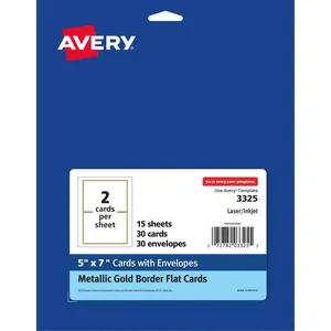 Avery 5 x 7 in. Laser Invitation Card with Envelop, White