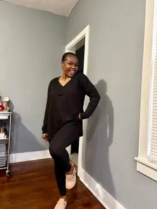 Long Sleeve CATE Legging Set-Black (S-3XL)