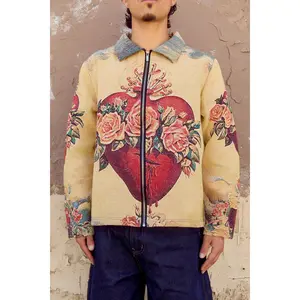 Sacred Corazón Tapestry Zipper Jacket