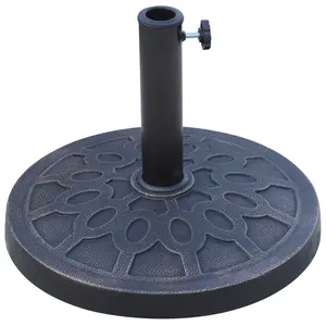18" 26 lbs Round Resin Umbrella Base Stand Market Parasol Holder with Beautiful Decorative Pattern & Easy Setup, for Φ1.5", Φ1.89" Pole, for Lawn, Deck, Backyard, Garden, Bronze