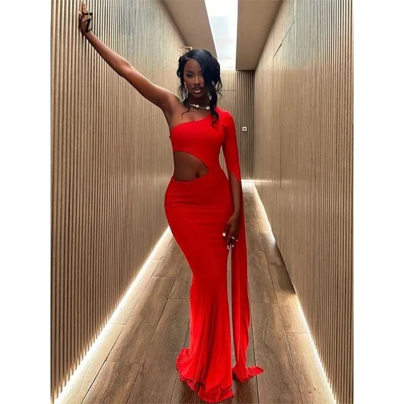 Hollow Dress Women Elegant One Shoulder Long Sleeve Solid Birthday Party Summer Trend Irregular Clubwear Maxi Bodycon Formal Womenswear - TikTok Shop Hollow Dress Women Elegant One Shoulder Long Sleeve Solid Birthday Party Summer Trend Irregular Clubwear Maxi Bodycon Formal Womenswear - TikTok Shop