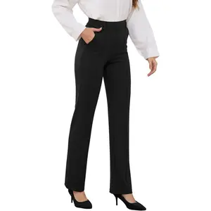Women’s Dress Pants 27"/29"/31" 2025 Fall Straight Leg Yoga Pants, Stretchy Slacks for Work Business with Pockets