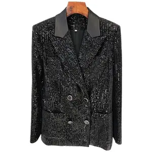 Holly Black Sequin Satin Blazer