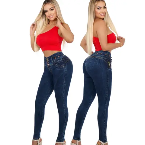 Women's High-Waist Denim Push Up Skinny Pants - 4-Button Front, Molded Shape, Tummy-Lifting, Secure Pockets, All-Seasons Casual Bottoms