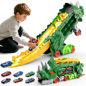 Epic Dino Race Car Toy  2-Player Battle Fun! Foldable Track + Alloy Cars – Perfect Gift for Kids!