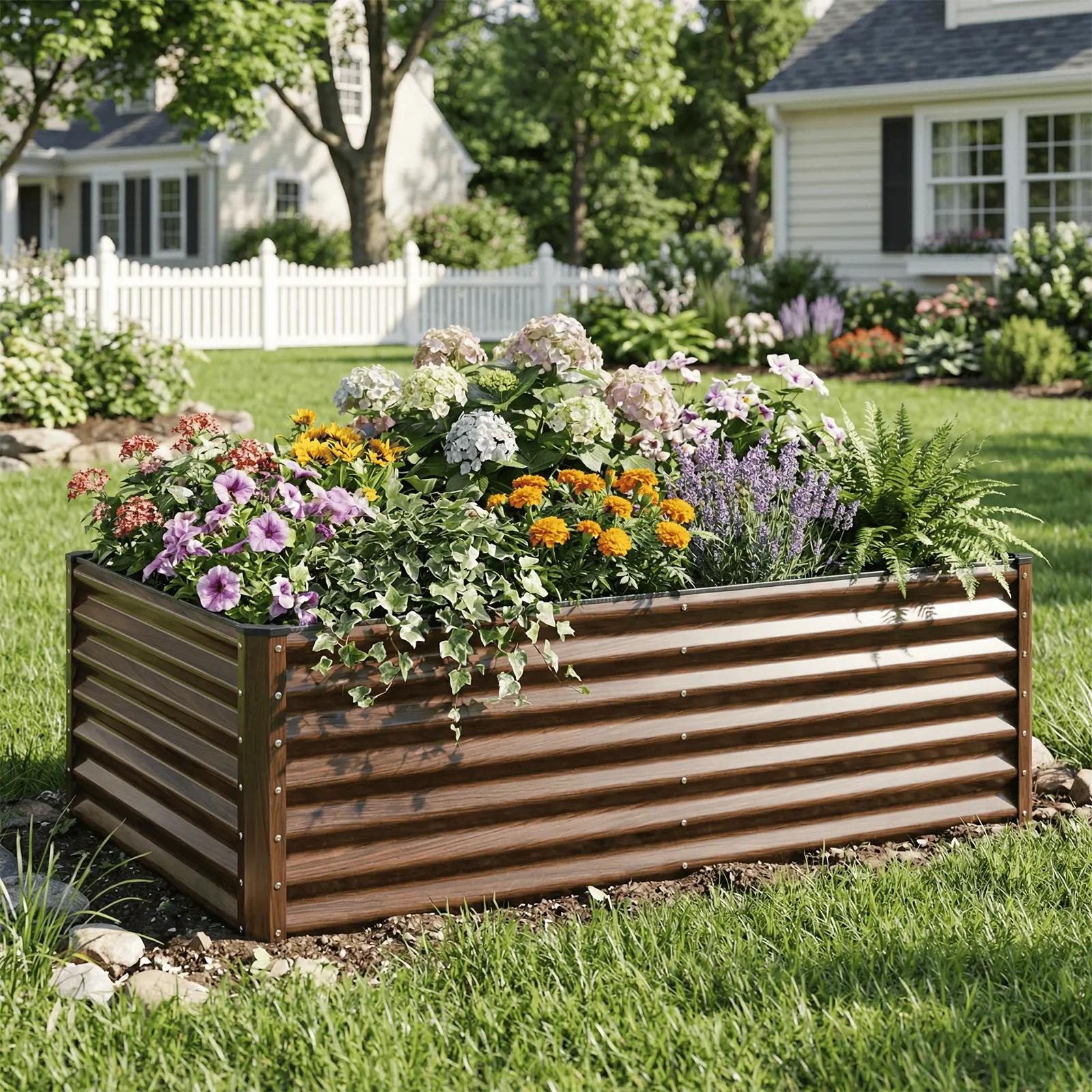 SnugNiture Raised Garden Bed 8x4x2 ft Module Metal Planter Box for Planting Plants Vegetables,Flowers