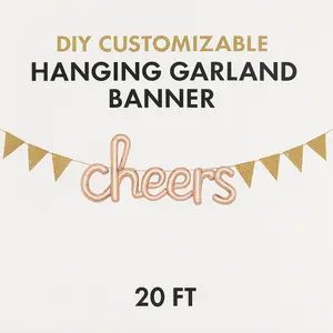 Rose Gold Sparkle Pennant Banner - 20 ft DIY Garland