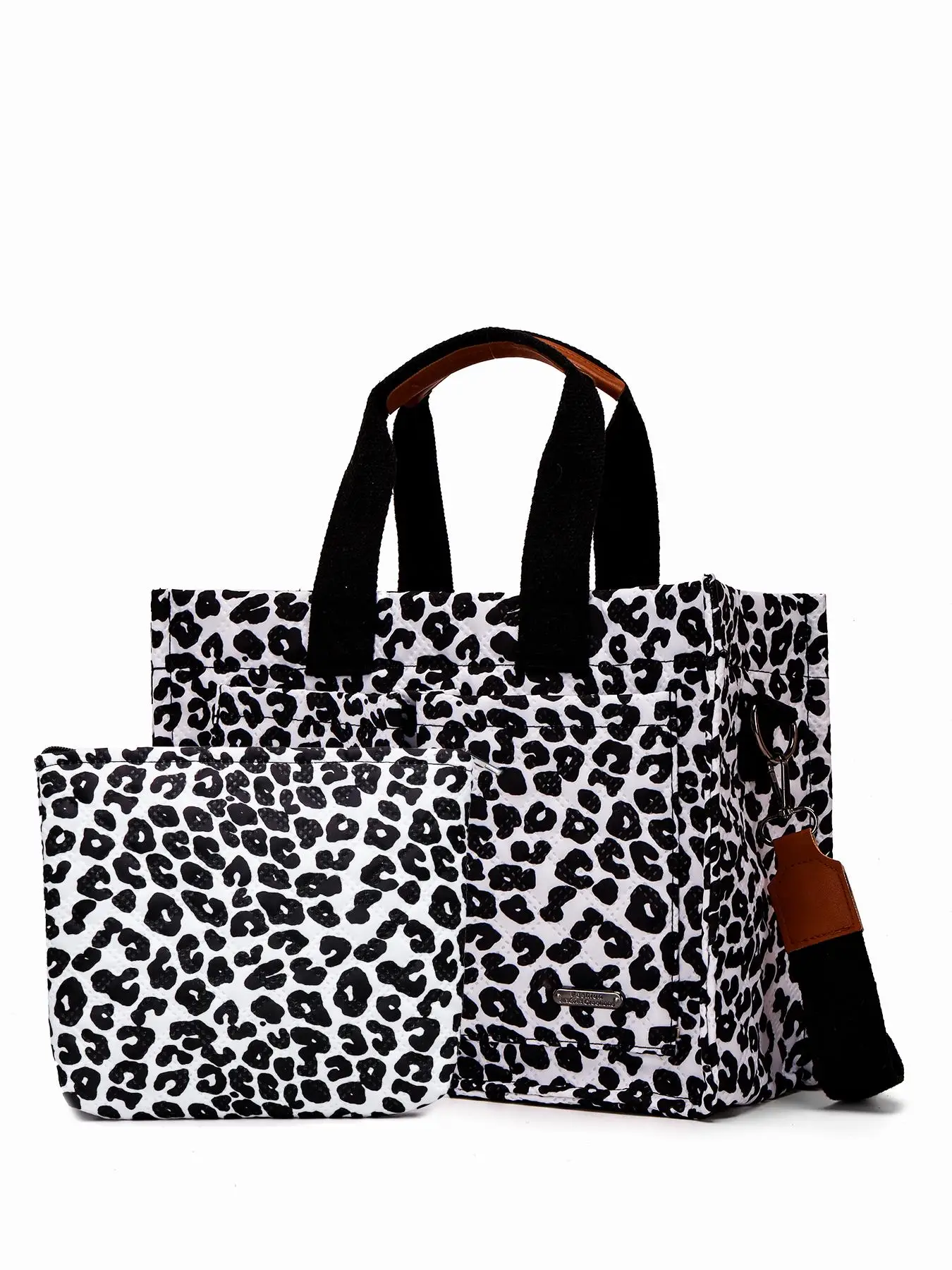 Creative Leopard Print Tote Bag Set, Large Capacity Waterproof Printed Multi-pocket Shoulder Bag & Handbag, Casual Computer Bag