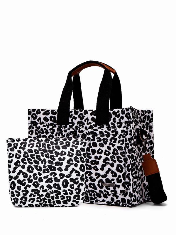 Creative Leopard Print Tote Bag Set, Large Capacity Waterproof Printed ...