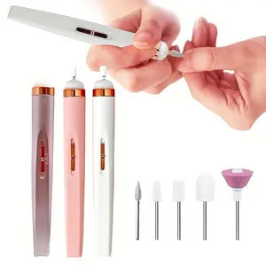 Portable Nail File, Electric Nail Drill With 5 Attachment Drill Bits, USB Charge With LED Light, Adjustable Speed For Manicure And Nail Kit Care Tool, Nail Drill Machine