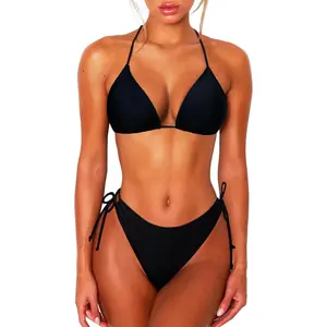 Sports & Outdoors Sports & Outdoors OZICERD 2 Piece Bikini Sets for Women Halter Triangle Bikini Tops Brazilian String Swimsuit Full Coverage Bottom Bathing Suit