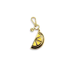 Lemon Wedge Charm - Polished Bagcharm Gold-Tone Hardware - Lightweight Durable for Handbags Key Rings Travel Totes
