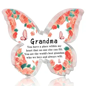 Butterfly Pattern Acrylic Plaque, Grandma Gift, Grandma Birthday Gift, Grandma Anniversary Gift, Home Decor, Gift for Grandma, Signs, Heart Plaque