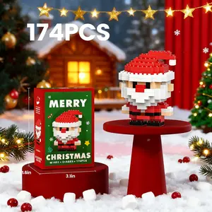 Santa Claus Design Building Blocks Set,Christmas Building Blocks,Mini Building Figures,Santa Claus,Christmas Tree,Snowman,Train,Hut
