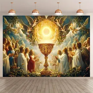 Renaissance Style Background Banners Depicting Jesus And His Disciples Surrounding The Eucharist Vibrant Colors Lightweight Ornaments For Birthday Parties Theme Parties Home Bedroom Decorations Indoor And Outdoor Decorations