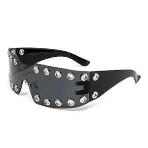 Rimless Rhinestone Sunglasses Women 2025 Luxury Diamond Punk Shield Wrap Sun Glasses Unisex Modern Sleek Design