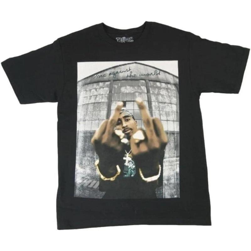 Casual T-shirt Mens Tupac 2pac Me Against The World T-shirt XXL Graphic Graphic Tees Top Streetwear Crewneck Menswear