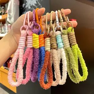 Stuffed braided lanyard key ring colorful small fresh mobile phone lanyard bag key pendant practical mobile phone chain