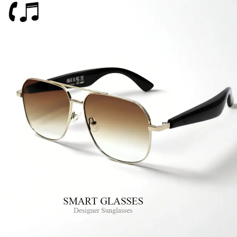 Multifunctional Smart Glass Eyewear - Unisex Adult Bluetooth Wireless Audio Glasses, IP54, UV Protection Gradient Sunglasses, HD Voice Call, Stereo Surround Sound, Music Playback, Indoor Outdoor Use, Batteries Included