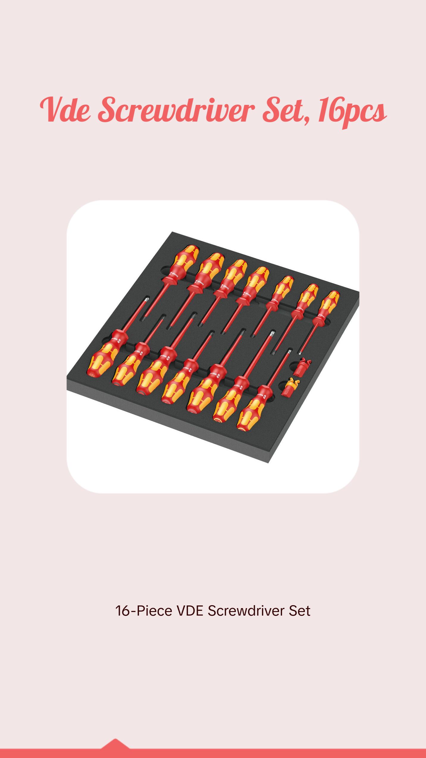 Wera 9711 Foam insert VDE screwdriver set 1, 16 pieces