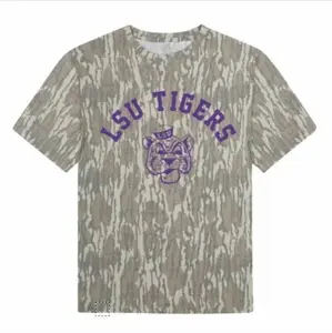 Mossy Oak LSU Tigers Letter Printing Original Bottomland Short Sleeve Camo Shirt, Original Stretchy T-Shirt for Men Women, 3D Camo Style T-Shirt, Fanmade Design