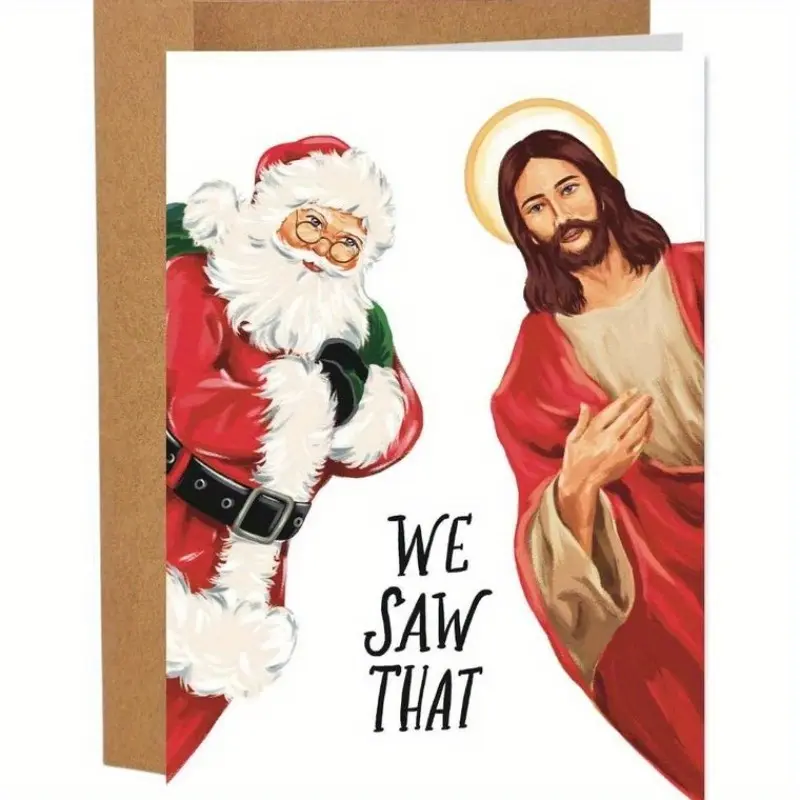 1pc We saw that interesting Christmas card, naughty list card, terrible Santa Claus card, Jesus card, Merry Christmas, holiday card (including envelope).