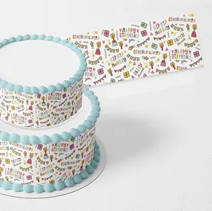 Cakecery Happy Birthday Edible Icing Image Cake Border Strips Decoration Frosting Sheet Strips