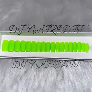 NEON GREEN GEL NAIL PRESS ONS Waterproof Long-lasting