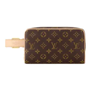 Louis Vuitton Dopp Kit for Women, Monogram-Print Zippered Toiletry Bag, Coated Canvas with Leather Trim, Brown