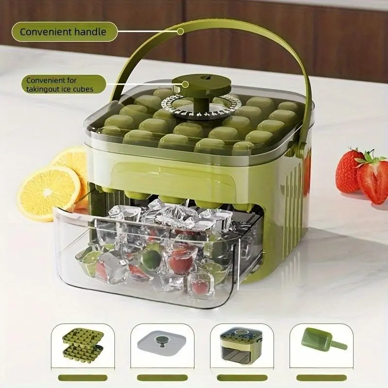 Large 50-Compartment Tray, Heavy-Duty Plastic Dual-Layer Transparent Kitchen Fridge Organizer, Lid-Compatible Design for Frozen Storage