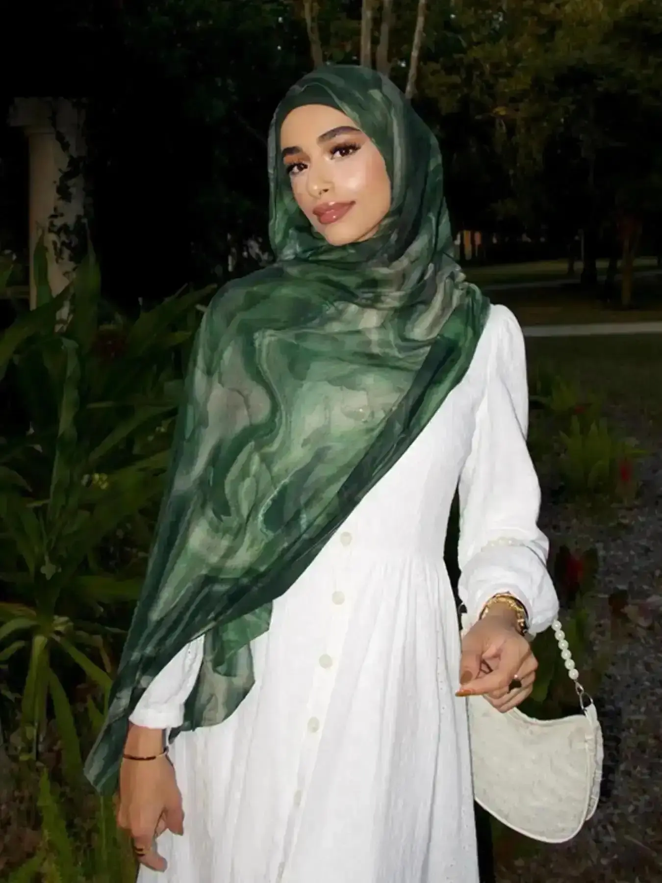 Women's Stylish Polyester Watercolor Scarf 80x180cm, Elegant Muslim Headscarf Hijab for Versatile Fashion & Modesty classic design everyday essential style comfort wear wardrobe staple piece relaxed fit breathable