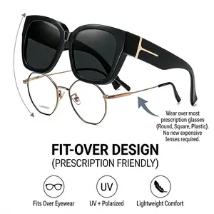 Oversized Square Polarized Fit Over Sunglasses, women’s 2026 fashion staple with UV400 ray defense. Easily slides over regular eyeglasses, anti-glare polarized design, great for driving sports outdoor activities all year round.