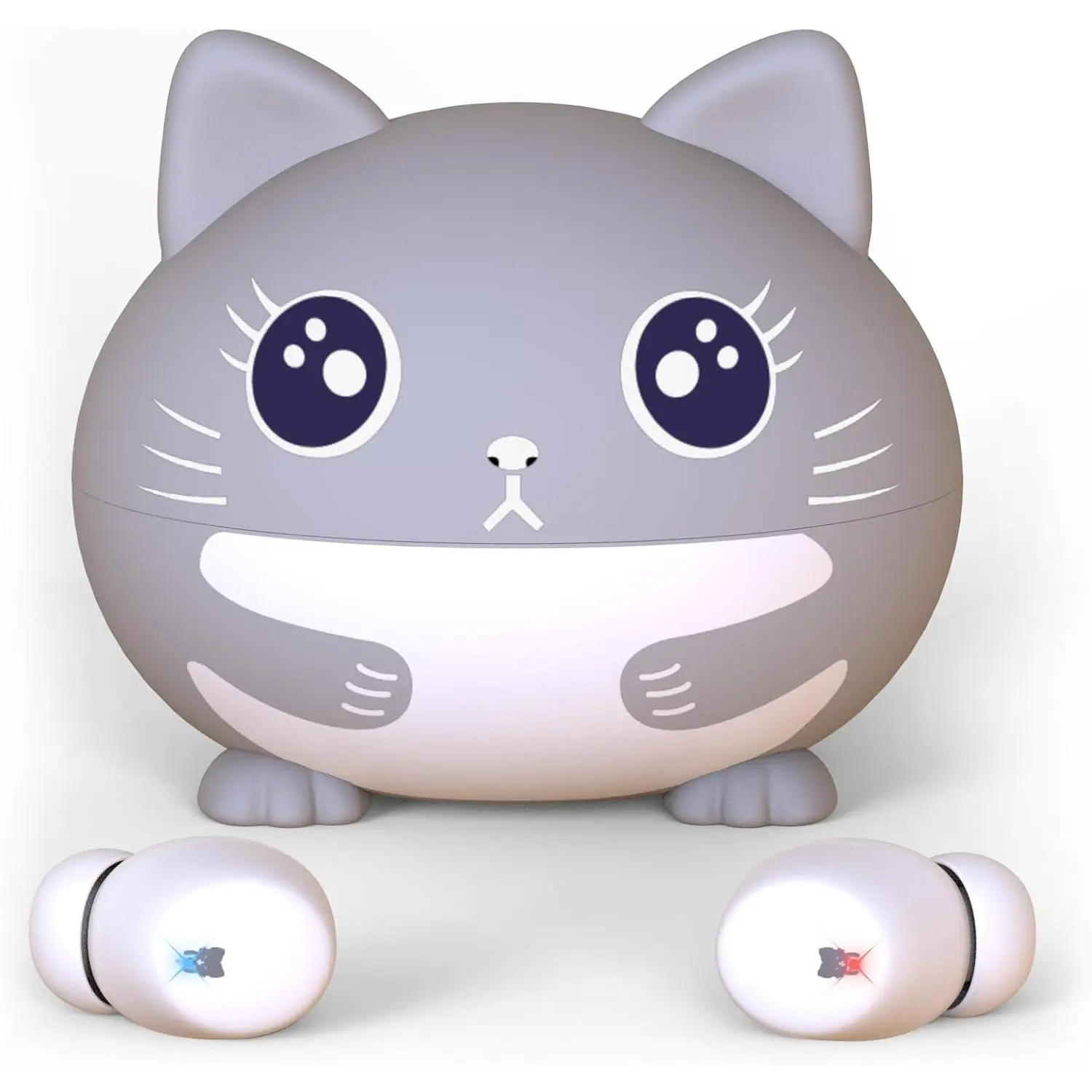 SQ-HPS017 Kids' Bluetooth Cat Earbuds with Charging Case, 85dB Safe Volume, IPX6 Waterproof, Passive Noise Cancelling, Touch Control, 30H Playtime, Audio Mics, for Birthday Gifts, Compatible with Mobile, Tablet, Headphone-Enabled Devices