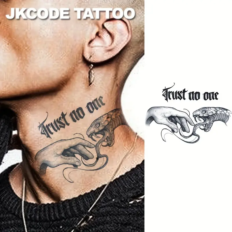 Rock-Hip Hop Herbal Sticker Tattoos, Waterproof Temporary Body Art, 15-Day Long-Lasting for Neck & Hands