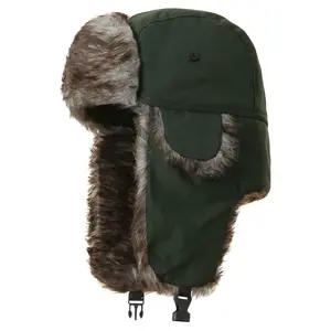 Unisex Faux Fur Russian Aviator Trapper Hat Snow Ski Trooper Winter Cap Windproof Ear Flaps Head Warp for Men Women