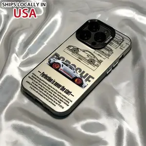 Stylish Sports Car Mobile Phone Case for iPhone 16 15 14 13 12 11 Pro Max X XR XSMAX 8 7 Plus with Anti-Fall Frosted Back Cover