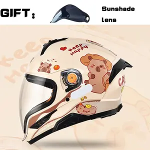 Nbtk Brand Full-Face Motorcycle Riding Helmet, A Sunshade lens as a gift, you can drink water while wearing, small helmet not recommended for adults, Abs Material with Eps Padding, Removable Liner, Ventilation, Unisex, All-Season