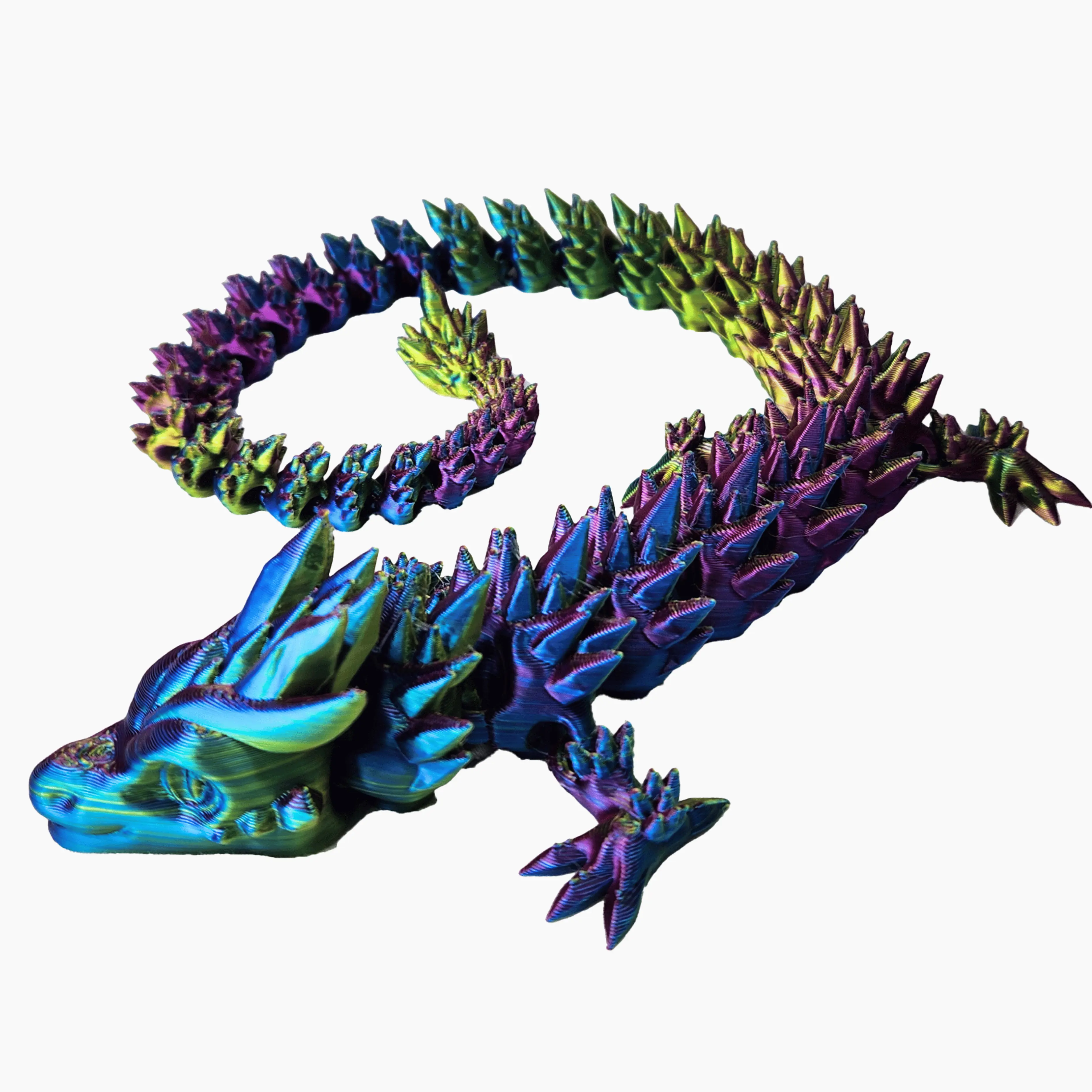 20" Color-Changing Articulated Dragon - Made in USA - 3D Printed, Room Decor
