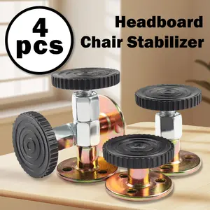 4 Counts Adjustable Threaded Headboard Stoppers Fixer, Metal Bed Frame Anti-Shake Tool, Antishake Support Stabilizer for Beds, Sofas