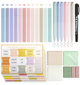 30 Pcs Bible Journaling Kit, Colored Bible Study Supplies, 12 Pastel No Bleed Highlighters and 6 Colored Pens, Transparent Sticky Notes and Bible Tabs Set