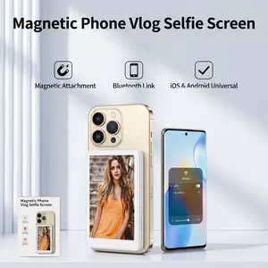 Magnetic Phone Selfie Screen, Wireless Bluetooth Vlog Selfie Monitor for iPhone Android, Rear  Viewfinder with Magnetic Attachment, Live Streaming Selfie Screen for Content Creators