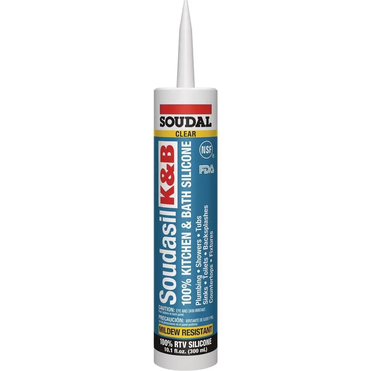 212 MAIN 10.1oz Cylindrical Tube Kitchen & Bath Clear Silicone, Multi-Surface Sealant, Seals Gaps, UV Resistant, Metal/Wood/Glass