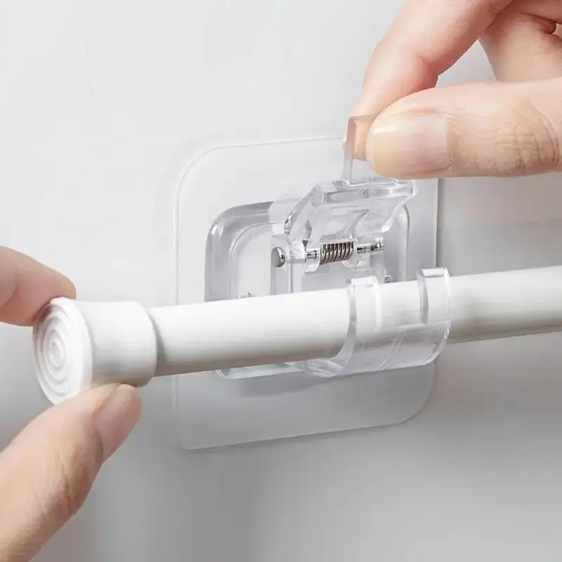 Self-adhesive Curtain Rod Holder, 5/10pcs Wall Mounted Curtain Rod Bracket, Multipurpose Shower Curtain Rod Holder, Bathroom Shower Curtain Rod Bracket, Shower Rods, No Drilling